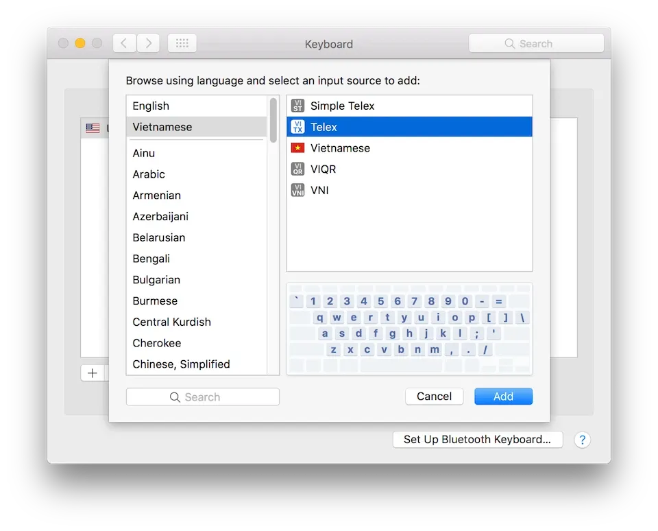 Cách thêm bàn phím tiếng Việt trên hệ điều hành macOS