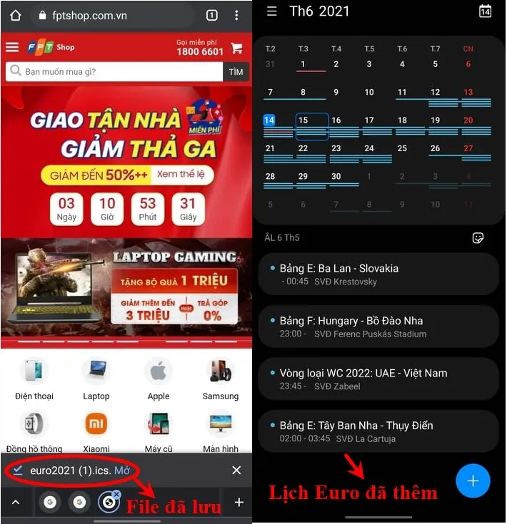 Cách thêm lịch thi đấu Euro 2020 trên điện thoại