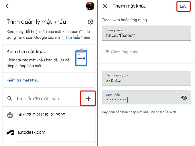 Cách thêm mật khẩu mới vào trình quản lý mật khẩu của Google trên Android