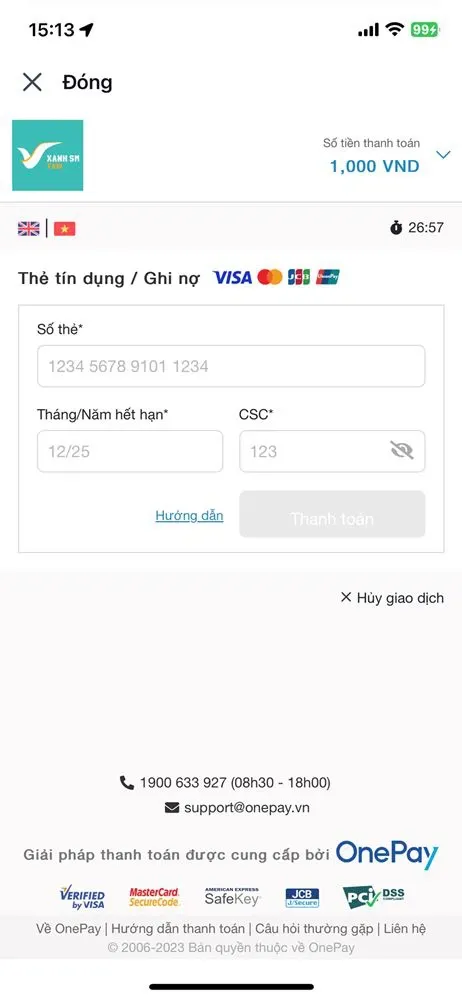 Cách thêm phương thức thanh toán trên ứng dụng Taxi Xanh SM giúp thanh toán nhanh chóng