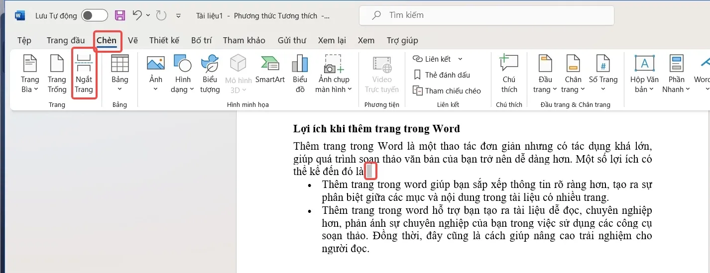 Cách thêm trang, tách trang trong Word trên điện thoại và máy tính