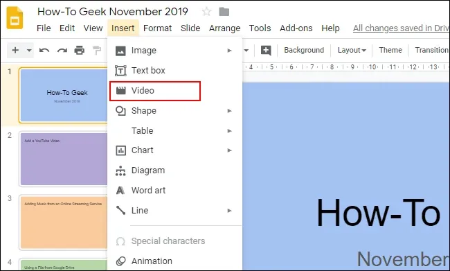 Cách thêm video và nhạc vào Google Slides