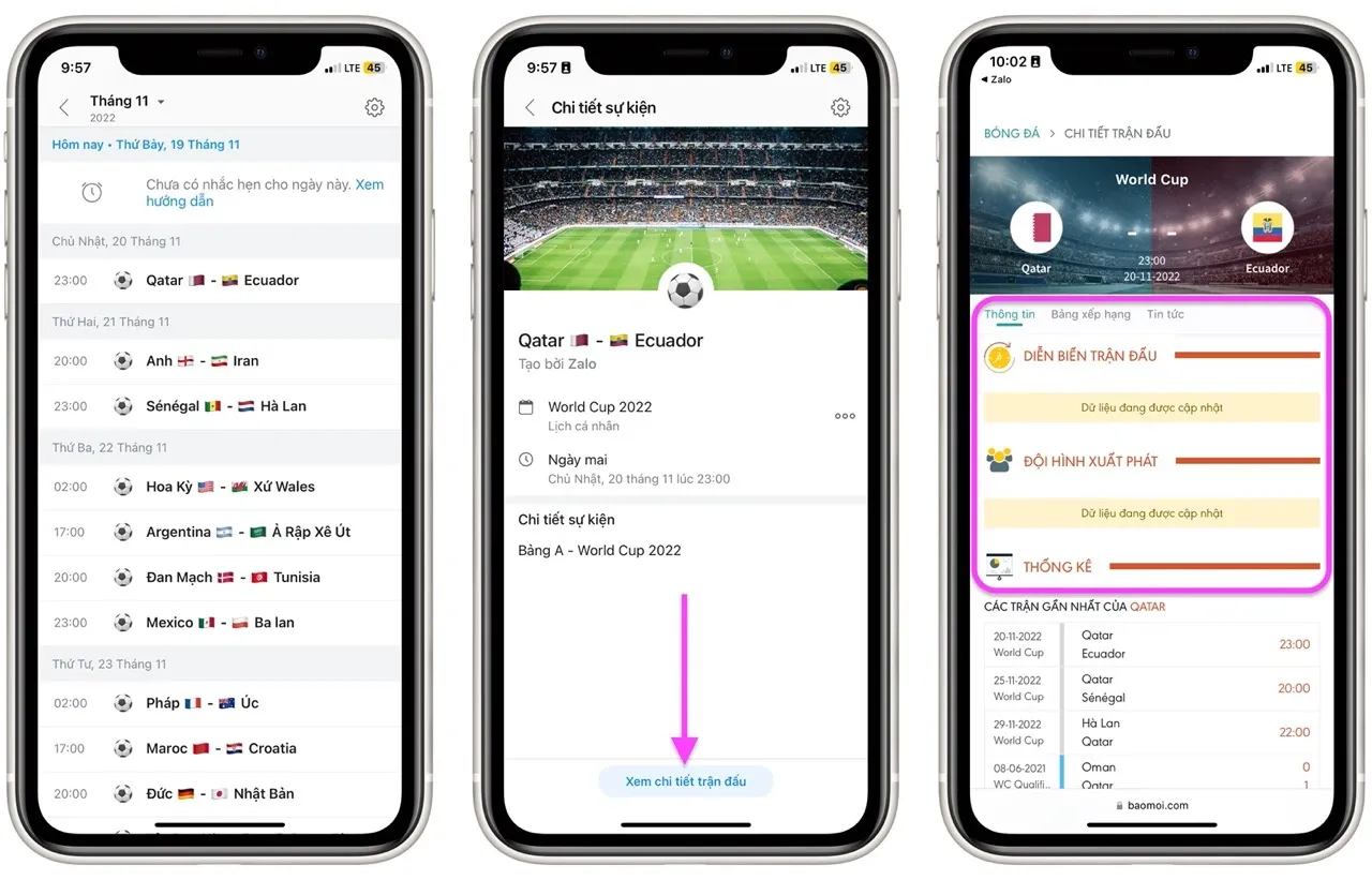 Cách theo dõi lịch thi đấu World Cup 2022 ngay trên Zalo