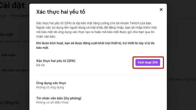 Cách thiết lập xác thực hai yếu tố tài khoản Twitch siêu dễ