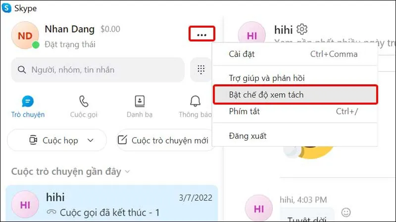 Cách thu nhỏ màn hình chat Skype trên máy tính cực dễ