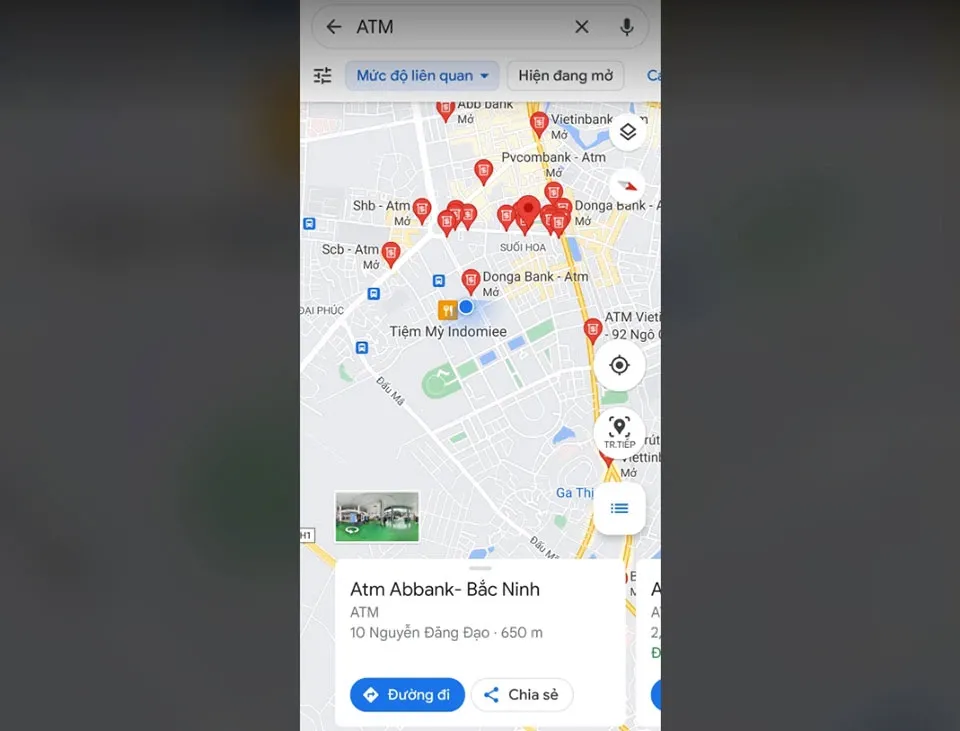 Cách tìm cây ATM gần nhất trên điện thoại qua Google Maps