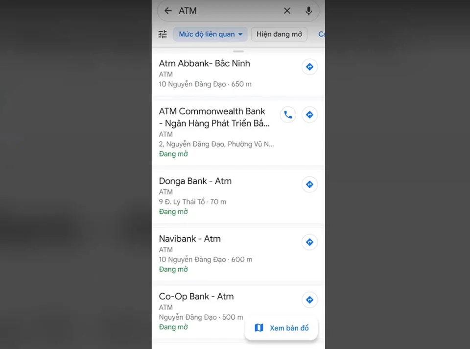 Cách tìm cây ATM gần nhất trên điện thoại qua Google Maps