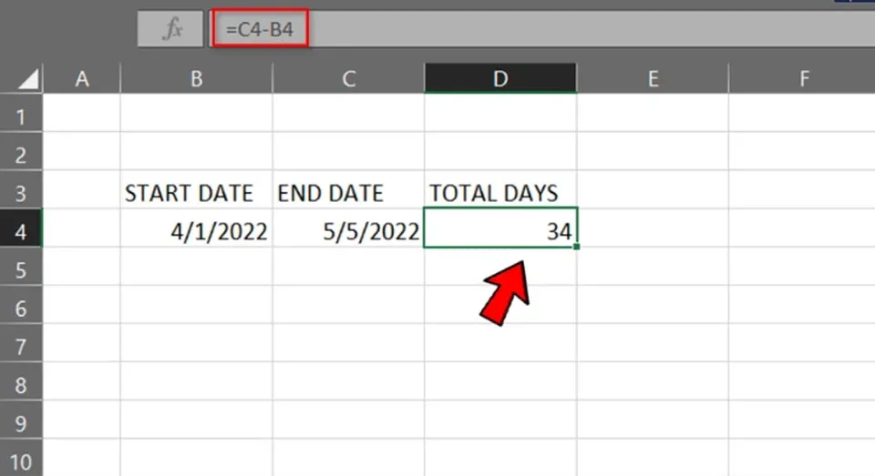 Cách tính số ngày giữa hai thời điểm trong Excel