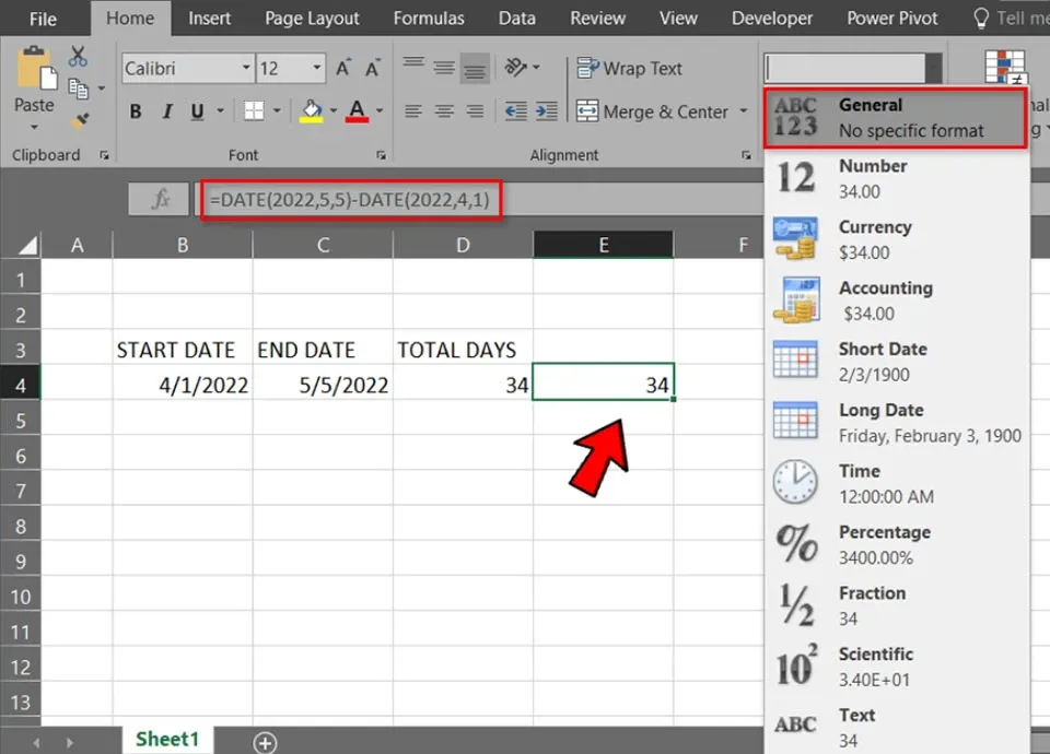 Cách tính số ngày giữa hai thời điểm trong Excel