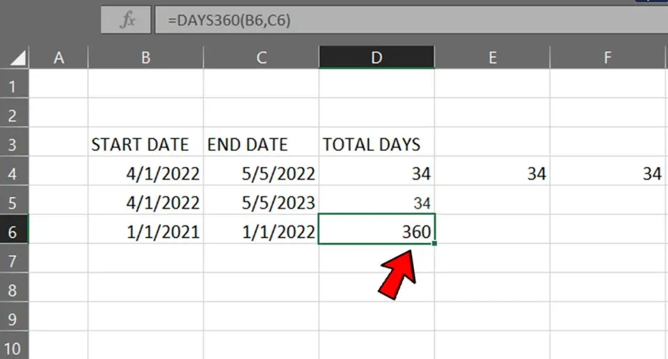 Cách tính số ngày giữa hai thời điểm trong Excel