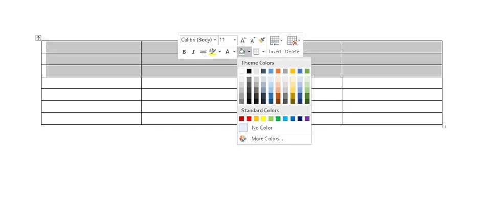 Cách tô màu bảng trong Word