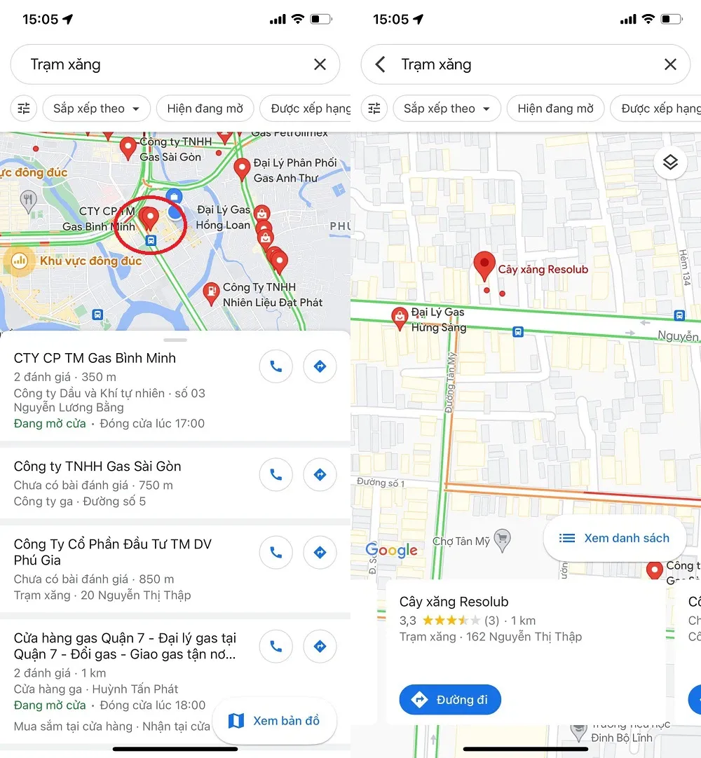 Cách tra cứu cây xăng gần đây nhất bằng Google Maps trên điện thoại cực kỳ tiện lợi