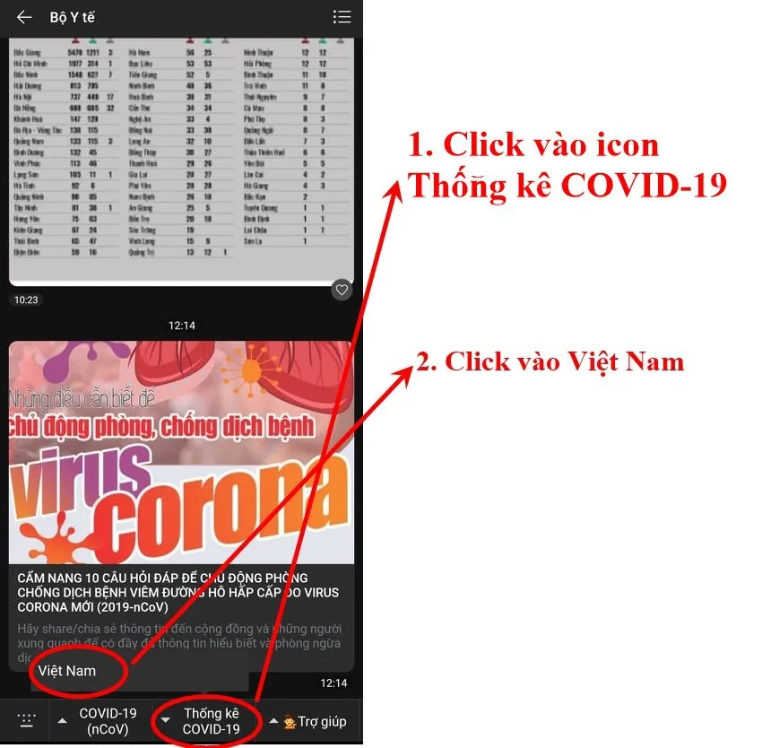 Cách tra cứu tình hình dịch COVID-19 trên Zalo