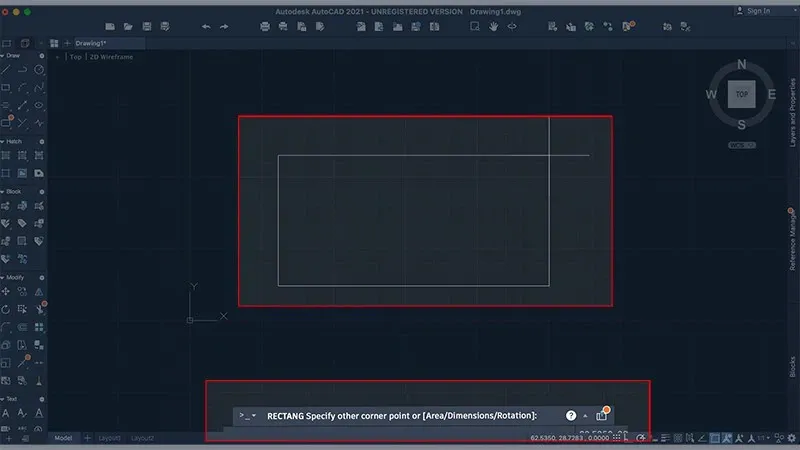 Cách vẽ hình chữ nhật trong CAD chuẩn xác bằng lệnh Rectang