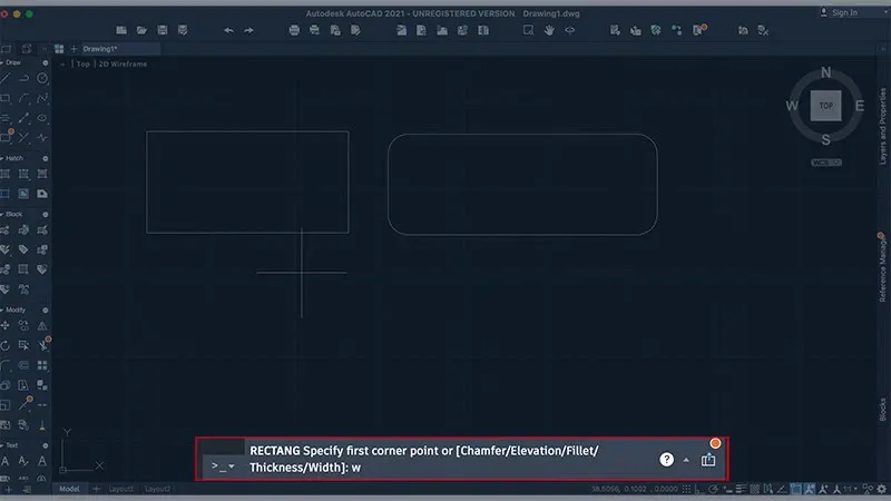 Cách vẽ hình chữ nhật trong CAD chuẩn xác bằng lệnh Rectang