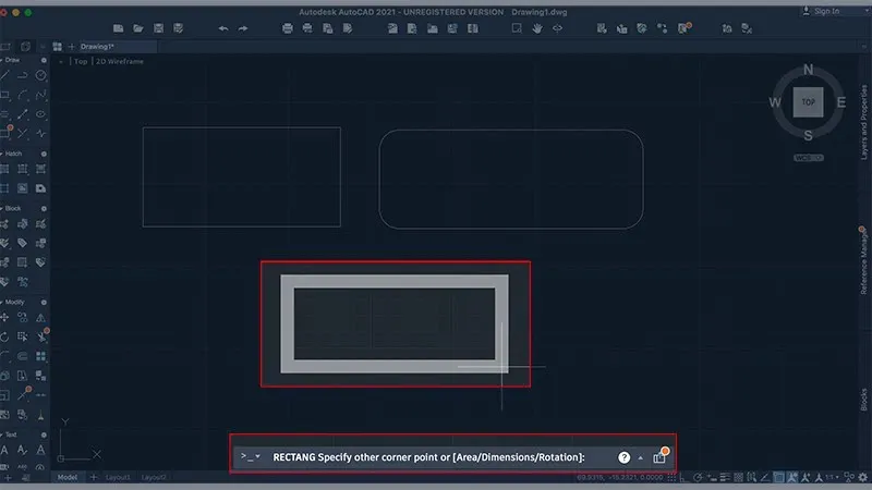 Cách vẽ hình chữ nhật trong CAD chuẩn xác bằng lệnh Rectang