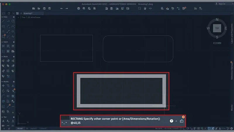 Cách vẽ hình chữ nhật trong CAD chuẩn xác bằng lệnh Rectang