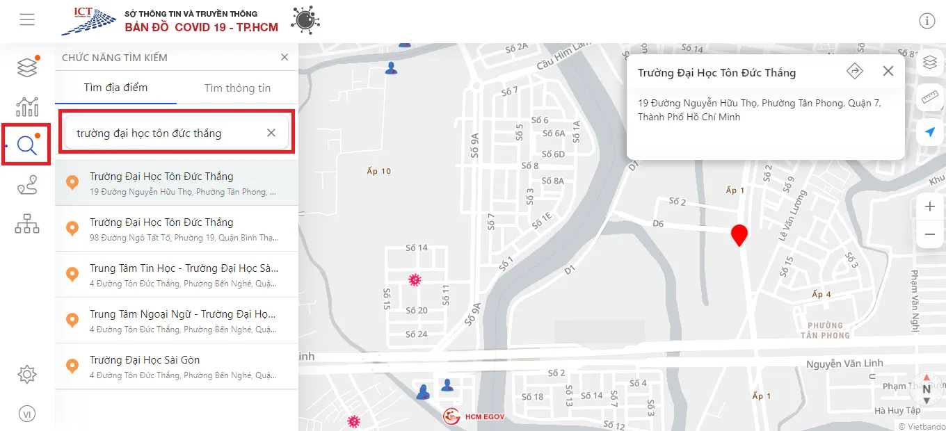 Cách xem bản đồ COVID-19 trực tuyến tại TP.HCM