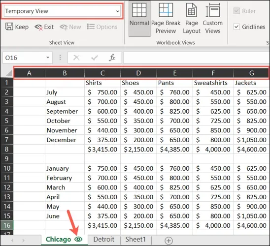 Cách xem tạm thời file Excel khi làm việc chung