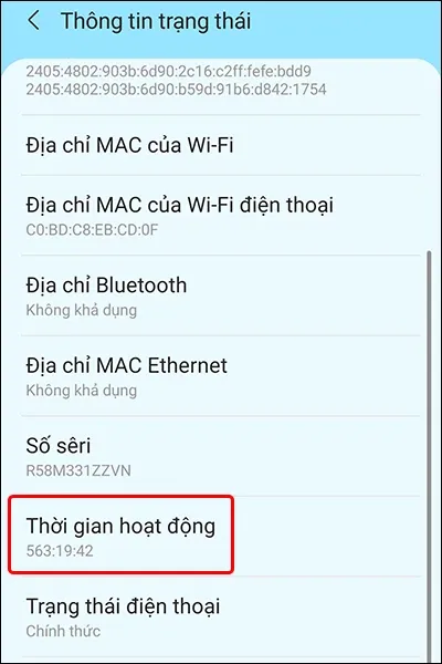 Cách xem thời gian hoạt động trên điện thoại Samsung vô cùng đơn giản