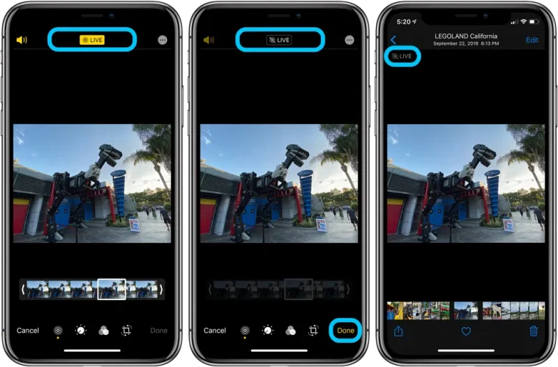 Cách xóa hiệu ứng Live Photos đã chụp trên ảnh đối với iPhone