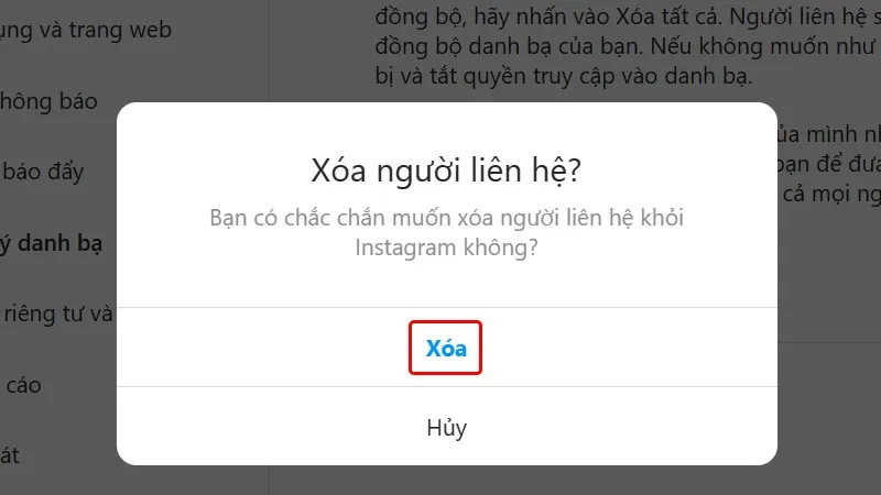 Cách xóa liên hệ danh bạ đã đồng bộ với Instagram bằng máy tính vô cùng dễ