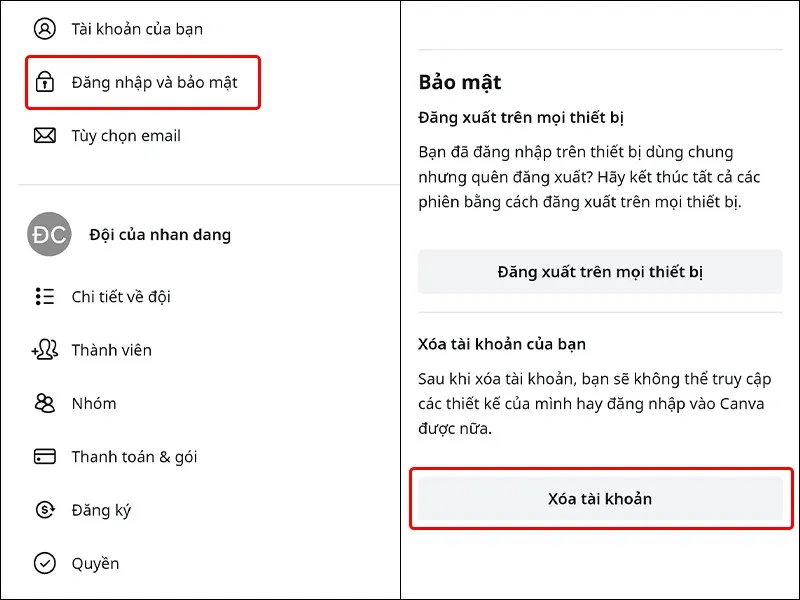 Cách xóa tài khoản Canva trên điện thoại và máy tính cực dễ