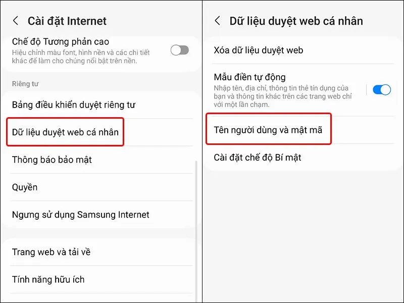 Cách xóa thông tin đăng nhập đã lưu trên trình duyệt Samsung Internet vô cùng nhanh chóng