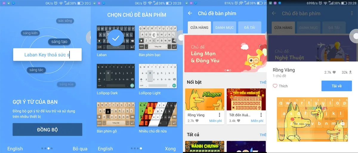 Cài đặt hình ảnh Rồng Pikachu lên giao diện bàn phím smartphone Android