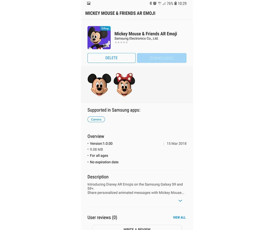 Cài đặt Mickey Mouse và Minnie Mouse AR Emoji trên Galaxy S9