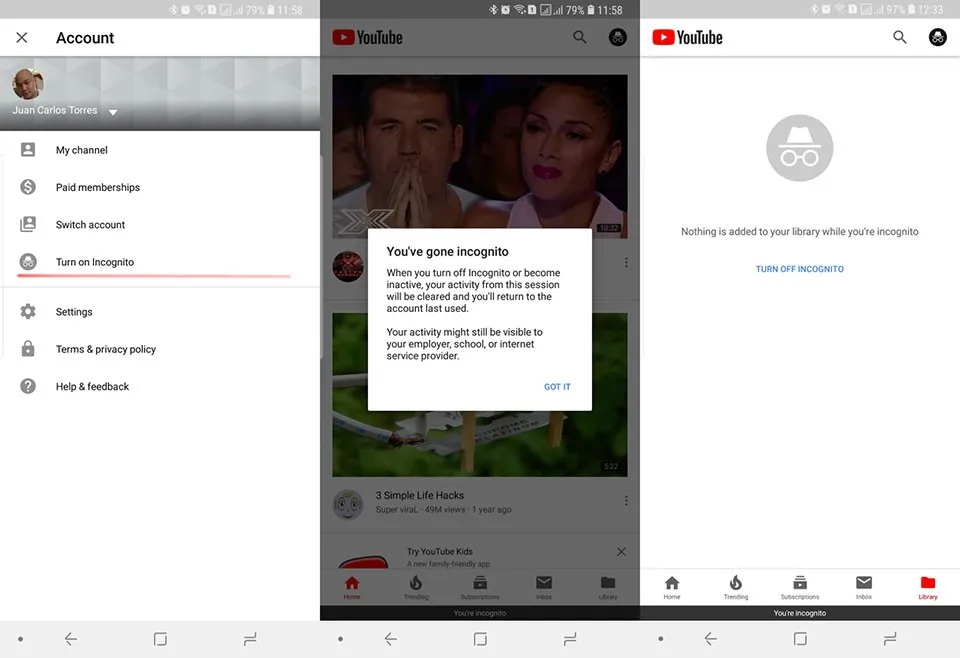 Chế độ ẩn danh của YouTube trên Android và cách sử dụng