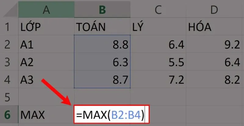 Chi tiết về hàm MAX trong Excel kèm ví dụ minh họa