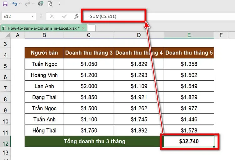 Chia sẻ 12 cách tính tổng trong Excel vô cùng đơn giản nhưng không phải ai cũng biết