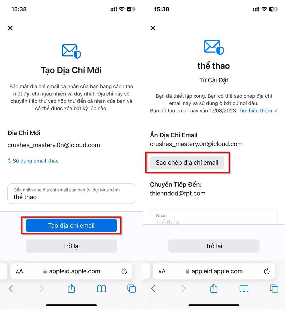 Chia sẻ bạn cách ẩn địa chỉ email cho tài khoản Apple ID trên iPhone khi sử dụng ở những trang web bên thứ ba