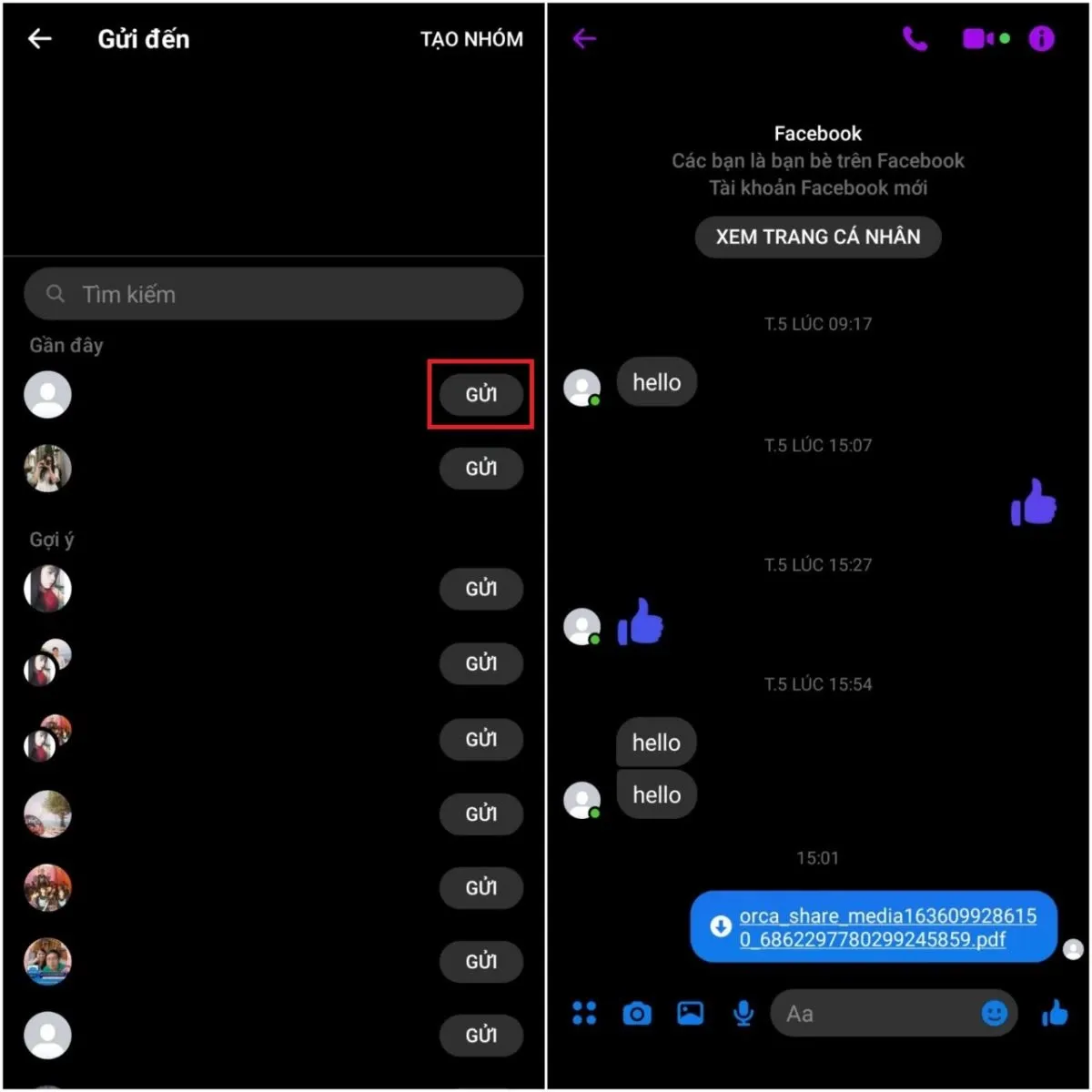 Chia sẻ bạn cách gửi file qua Messenger trên điện thoại, máy tính