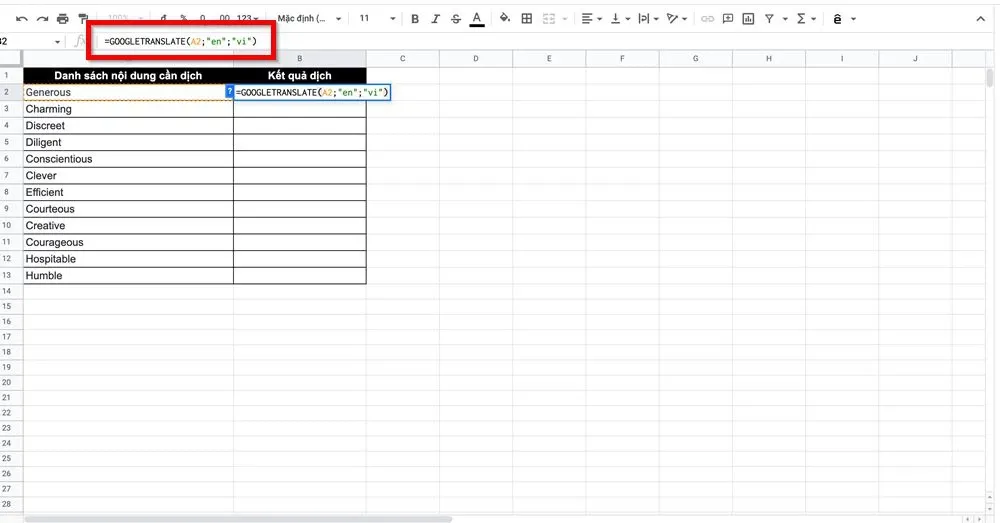 Chia sẻ bạn cách sử dụng hàm Google Translate trong Google Trang tính để phiên dịch nhanh chóng và tiện lợi