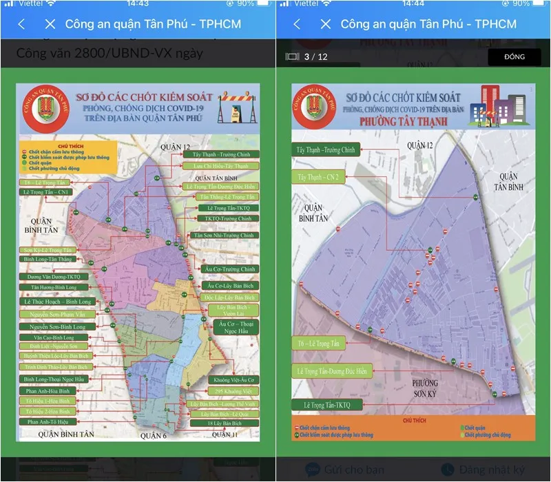 Chia sẻ bạn cách xem sơ đồ các chốt kiểm dịch trên Zalo