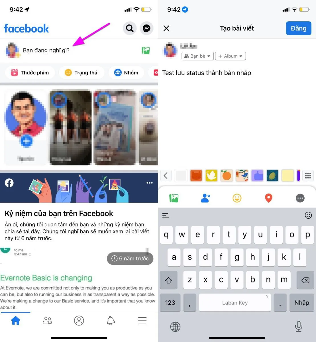 Chia sẻ cách lưu status Facebook thành bản nháp trên Android và iOS