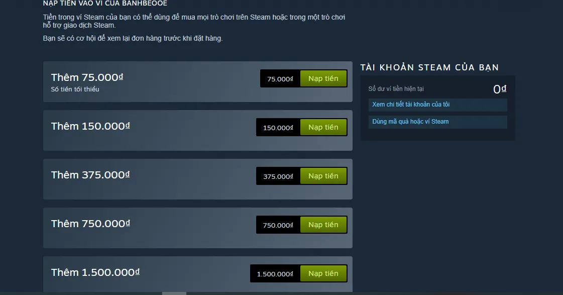 Có mua game trên Steam bằng thẻ điện thoại được không?