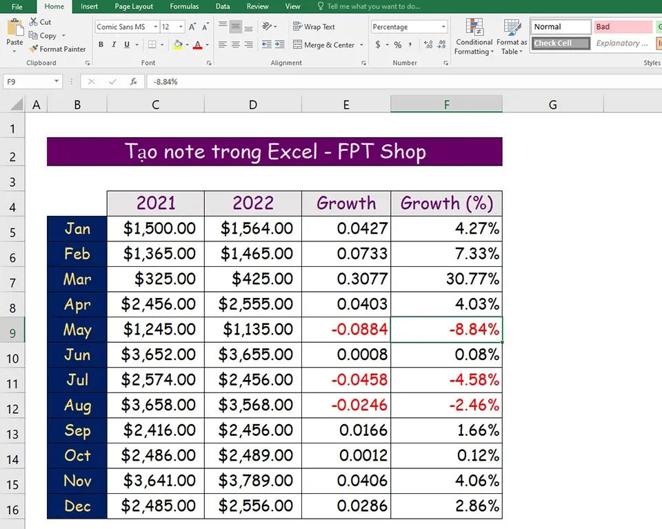 Có những cách nào tạo note nhanh trong Excel?