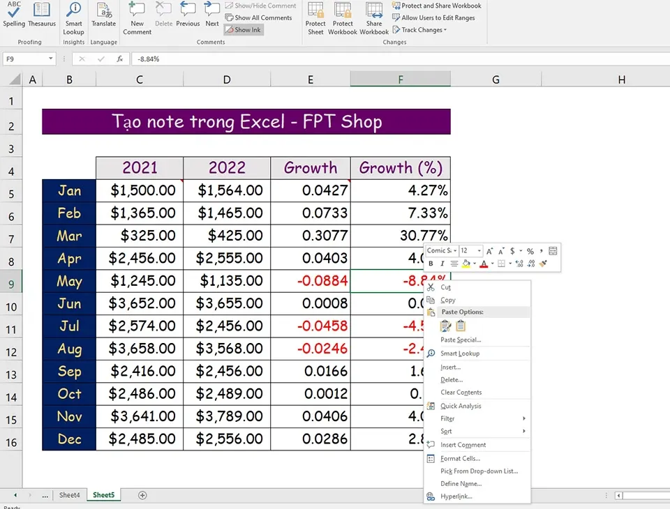 Có những cách nào tạo note nhanh trong Excel?