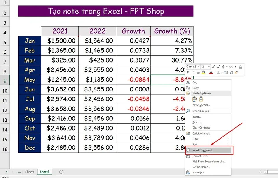 Có những cách nào tạo note nhanh trong Excel?