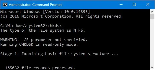 Công cụ kiểm tra ổ cứng đơn giản dùng 6 kí tự CHKDSK