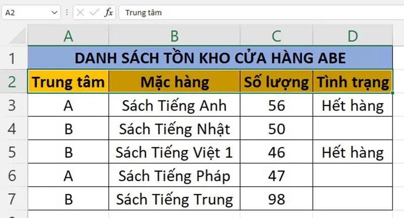 Công thức và hướng dẫn sử dụng hàm SUBTOTAL trong Excel đơn giản