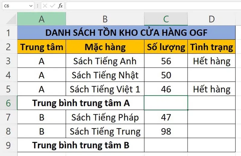 Công thức và hướng dẫn sử dụng hàm SUBTOTAL trong Excel đơn giản