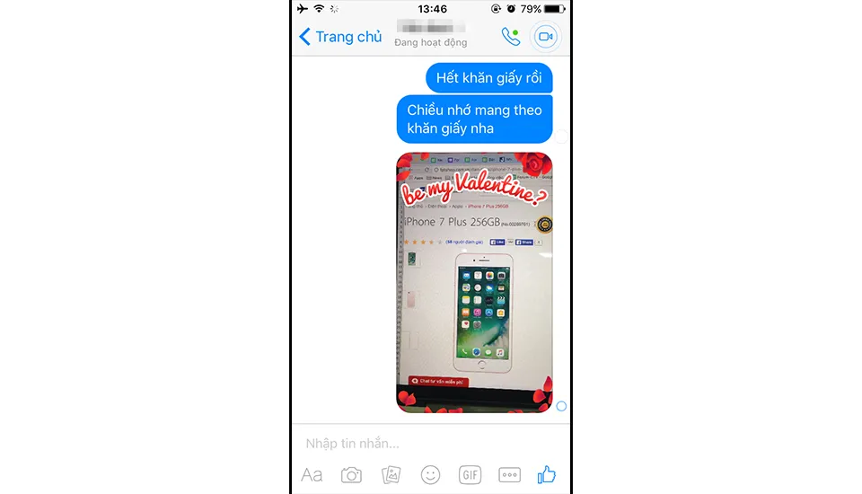 Dùng ngay nút chụp ảnh Valentine trên Facebook Messenger để gửi cho “nửa kia” của mình