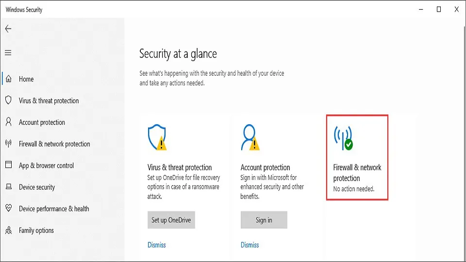 Sau đó, người dùng lựa chọn mục "FireWall & Network protection" 