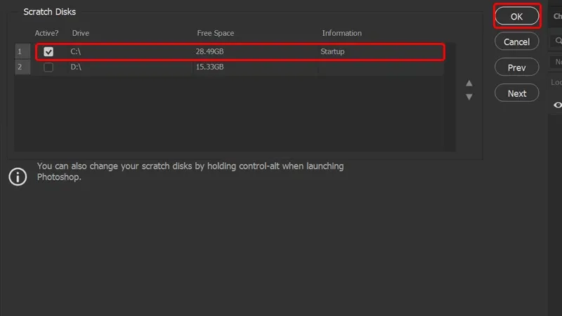 Fix lỗi The scratch disks are full trong Photoshop mới nhất