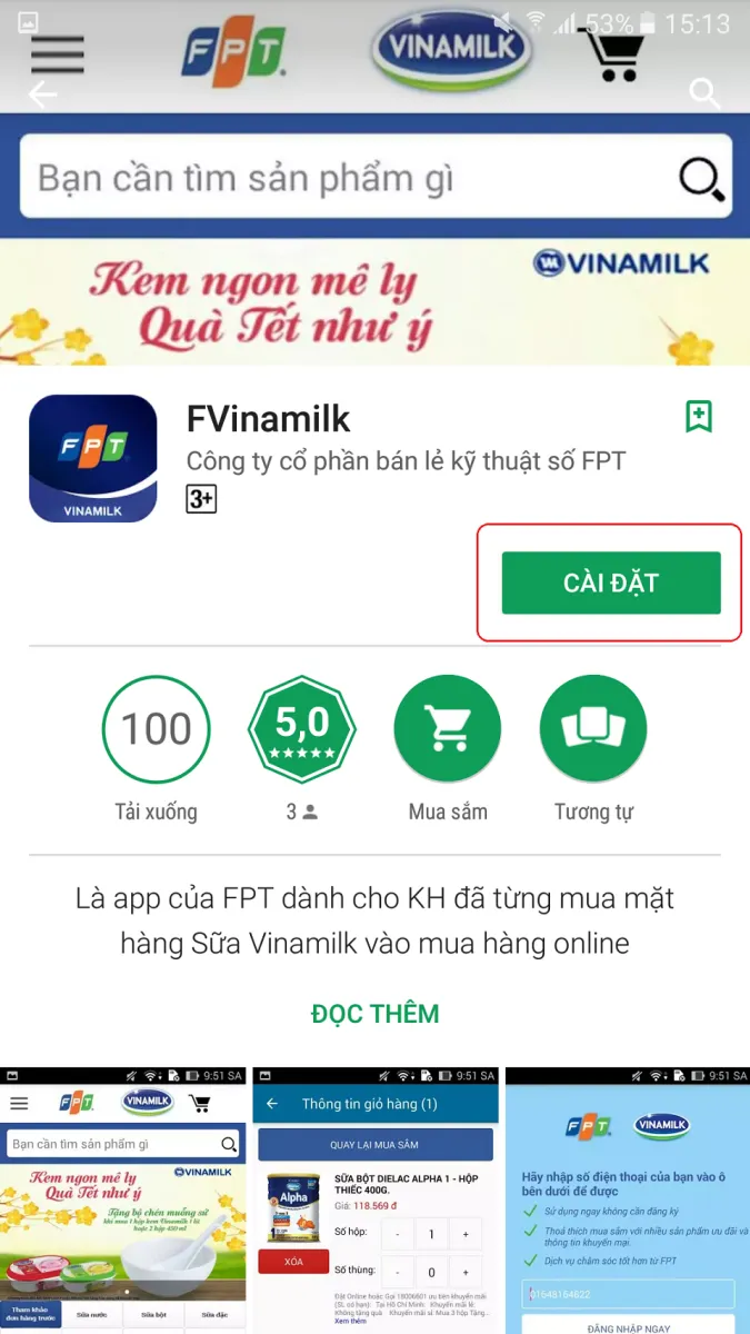 FVinamilk: Ứng dụng đặt sữa cực nhanh, cực tiện cho khách hàng