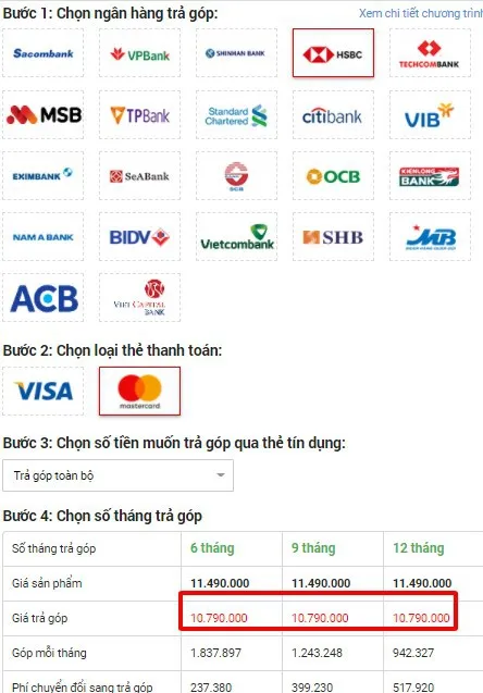 Giảm 500.000 đồng cho hóa đơn từ 10 triệu đồng khi thanh toán bằng thẻ tín dụng HSBC tại FPT Shop